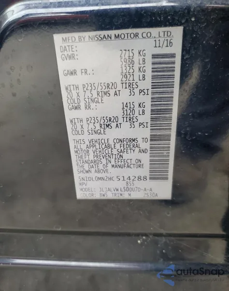 2017 Infiniti Qx60 из США, поврежденный, VIN 5N1DL0MN2HC514288